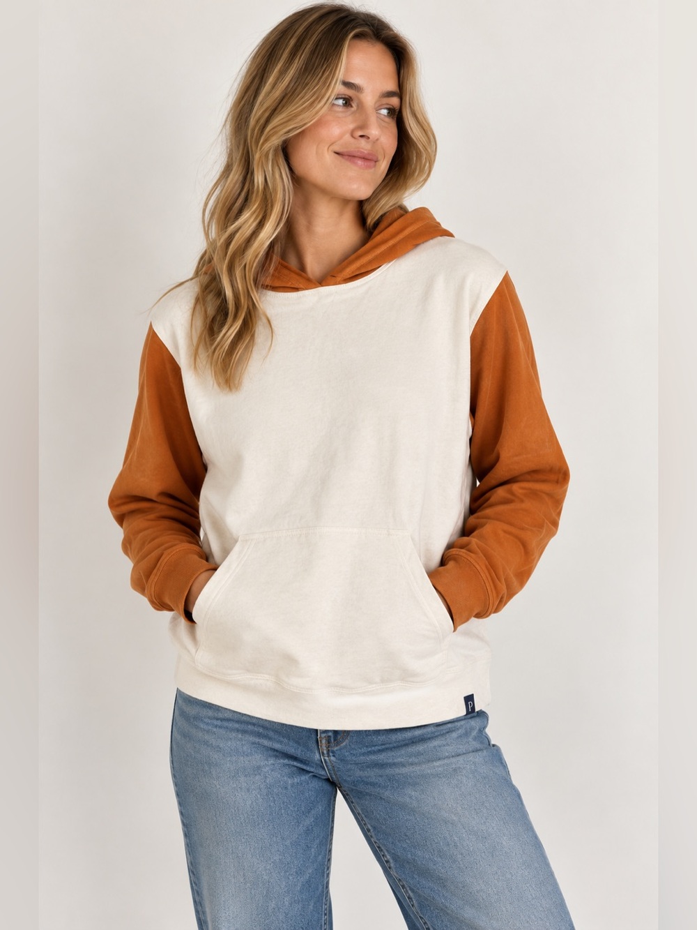 Pendleton Two-Tone Hooded Sweatshirt - Cream & Burnt Orange